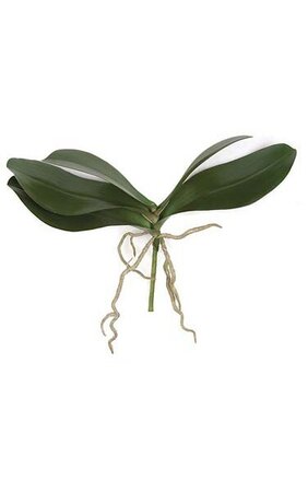 10 inches Plastic Phalaenopsis Foliage - 5 Green Leaves - Bare Stem
