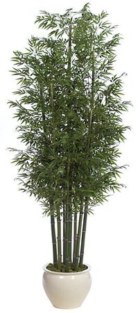 12 feet Bamboo Palm Cluster - 7 Natural Canes - Tutone Green- FIRE RETARDANT