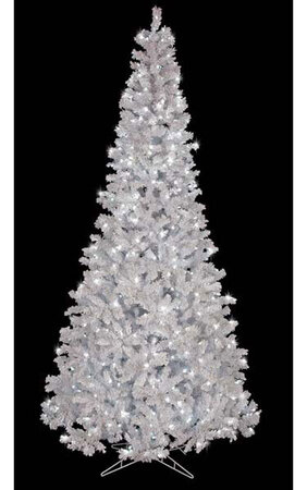 12 feet Heavy Flocked Arctic Pine - Slim Size - Winter White LED Lights