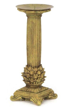 15.25 inches Resin Artichoke Candle Stand - Mustard Green