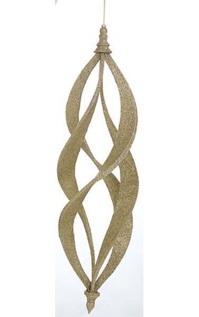 16 inches Plastic Glittered Spiral Finial Ornament - Gold