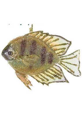 2 inches x 3 inches Beaded Fish Ornament - Gold/Brown