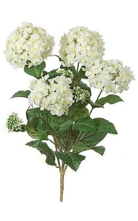 24 inches Hydrangea Bush - 4 Cream/Yellow Flowers - 3 Buds