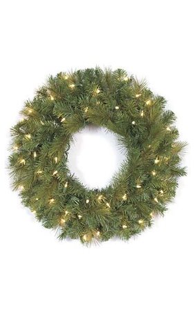 24 inches Mixed Pine Wreath - 130 Green Tips - 50 Clear Lights