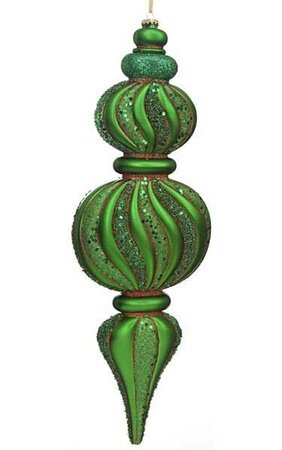 24 inches x 8 inches Plastic Matte Flat Long Drop - Beaded/Sequined - Green/Red