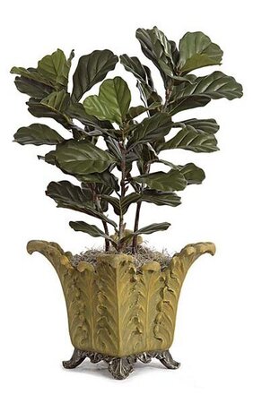 3 feet Fiddle Leaf Fig Bush - 3 Synthetic Trunks - 45 Leaves - Green