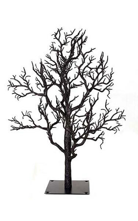 Glittered Twig Christmas Tree with Metal Stand - Branches Unassembled - Black