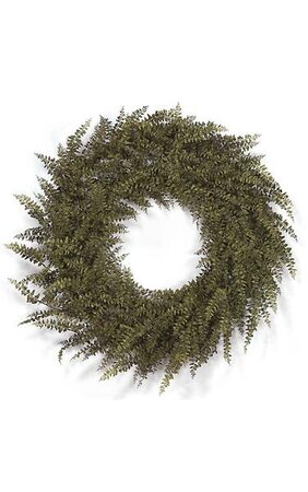 30 inches Plastic Buckler Fern Wreath - Double Ring - Brown/Green Leaves