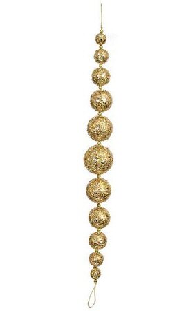 31.5 inches Foam Glittered Ball Chain Ornament 26 inches Effective Length - Gold