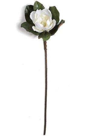 31 inches Magnolia Spray - 1 Flower - 6 Leaves - 22.5 inches Stem