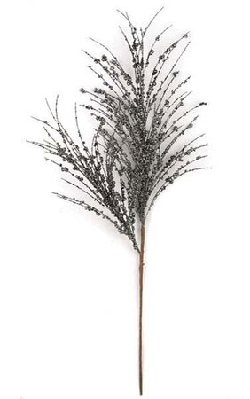 32 inches Plastic Glittered Berry Spray - 12 inches Width - Black/Silver