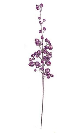32 inches Glittered/Sequined Berry Spray - Purple