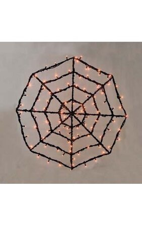 36 inches Prelit Wire Spider Web - Black - 100 Orange 5mm LED Lights