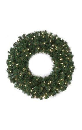 48 inches Virginia Pine Wreath - Triple Ring - 200 Warm White LED Lights