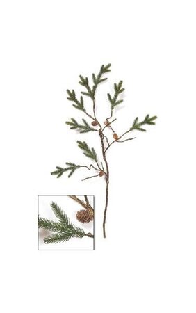 39 inches Plastic Pine Twig with Pine cones - Green