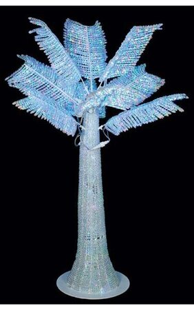 4 feet Acrylic Palm Tree - 9 Fronds - 2,700 Multi-Colored 3mm LED Lights - 7 Colors - Remote and Adaptor Included