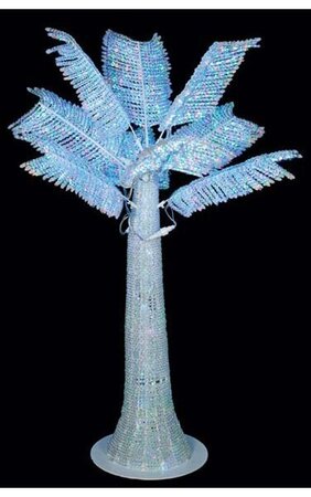 4 feet Acrylic Palm Tree - 9 Fronds - 2,700 Multi-Colored 3mm LED Lights - 7 Colors - Remote and ...