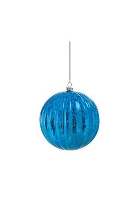 4 inches Plastic Mercury Glass Finish Ball Ornament - Blue