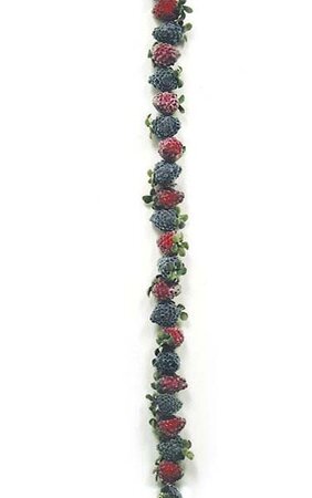 48 inches Sugared Raspberry Ice Garland - 58 Berries - Red/Burgundy