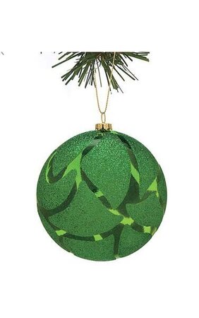 4 inches x 1 inches Shiny Glittered Disc Ornament - Green