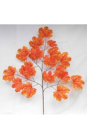 40 inches Canadian Maple Branch - 20 Red/Orange Leaves - 29 inches Width