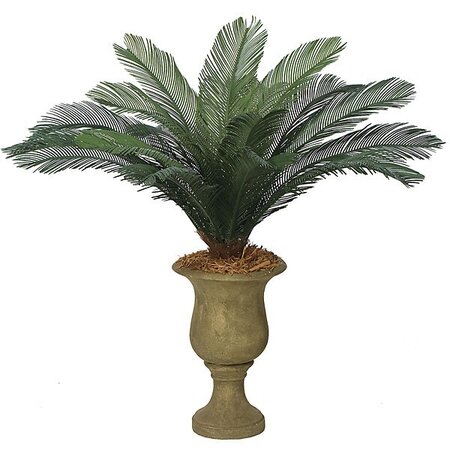 A-0088  44 inches Outdoor  Cycas Palm Cluster - 18 Large Green Fronds - 68 inches Width - Tutone Green