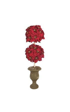 48 inches Poinsettia Topiary - Natural Trunk - Red - Custom Made