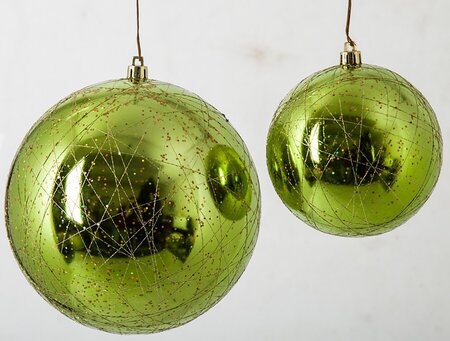 Earthflora's Reflective Ball With Gold Lines And Sequined Pattern - 4 Inch Or 6 Inch, Green Or Champagne