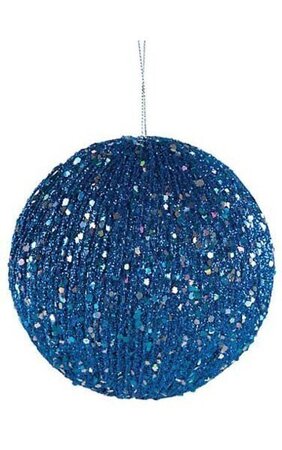 5 inches Styrofoam Laser Glittered Ball Ornament - Blue