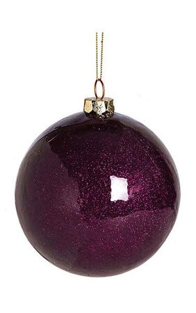 5 inches Plastic Coated Glitter Ball Ornament - Matte Burgundy
