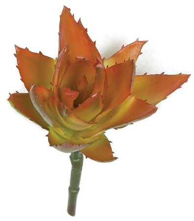 5 inches Plastic Aloe Pick - Orange/Green - 2.75 inches Stem