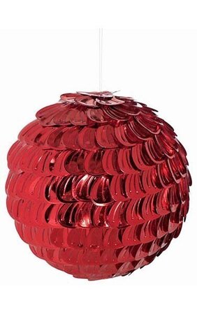 5 inches Styrofoam Sequin Ball Ornament - Red