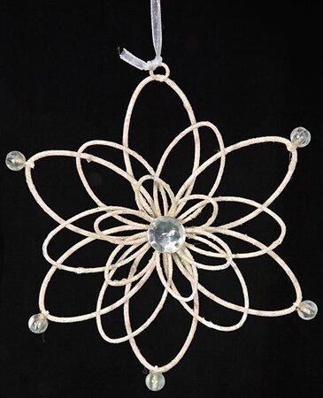 Earthflora's 5.5 Inch Glitter Ivory Snowflake Ornament