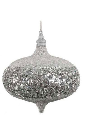 6 inches Glittered Onion Ornament - Silver
