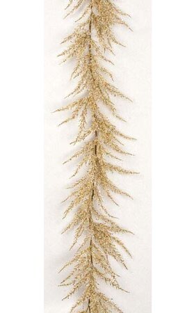 6 feet Plastic Glittered Pine Garland - 11 inches Width - White/Gold