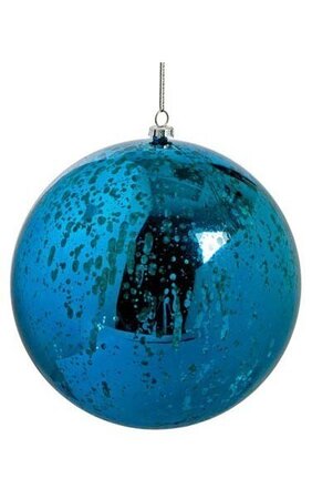 6 inches Plastic Mercury Glass Finish Ball - Blue
