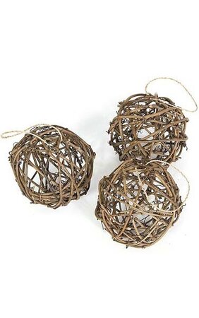 6 inches Rattan Ball - Natural Brown - 3 pcs per PVC Tube