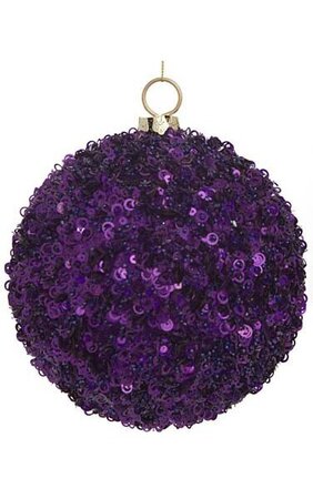 6 inches Styrofoam Sequined Ball Ornament - Purple