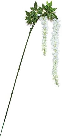 6 feet Wisteria Branch - 2 White Flowers - 24 inches Flower Length - FIRE RETARDANT