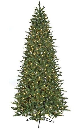 7.5 feet Cambridge Spruce Christmas Tree - Slim Size - 650 Clear Lights - Wire Stand