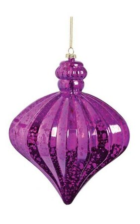 7 inches x 6 inches Plastic Mercury Glass Finish Onion Ornament - Purple