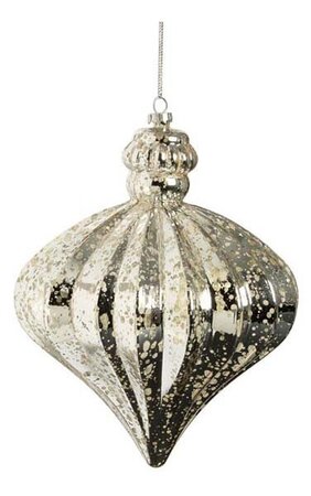 7 inches x 6 inches Plastic Mercury Glass Finish Onion Ornament - Silver