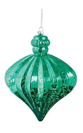7 inches x 6 inches Plastic Mercury Glass Finish Onion Ornament - Teal