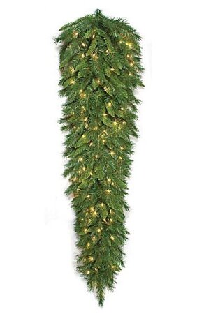 72 inches Mixed Pine Teardrop - 100 Warm White 5.5mm LED Lights - Green