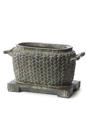 7.5 inches Fiberglass Wicker Oval Pot with Handles - 4 inches x 8.5 inches Inside Dimensions