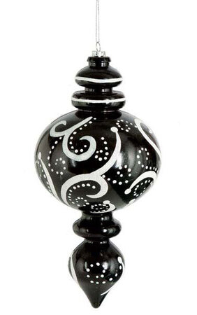 9 inches Plastic Shiny Calabash Ornament - Black/White