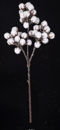 15 Inch Frosted White Cotton Spray x 3