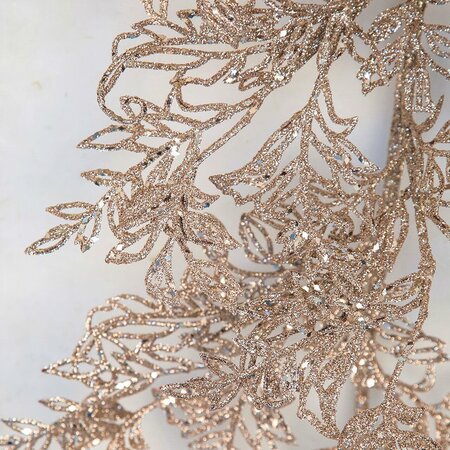 76 Inch Glittered Champagne Leaf Garland