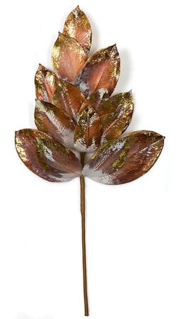 Earthflora's 24 Inch Metallic Magnolia Spray - Brown/grey/gold