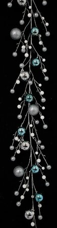 Earthflora's 6 Foot Mixed Shiny And Matte Multi-ball Garland With Silver/blue/ White